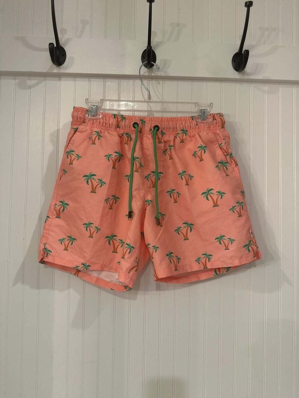 Bondi Beamers Coconut Tree Swim Trunks Tropical Board Shorts, Medium